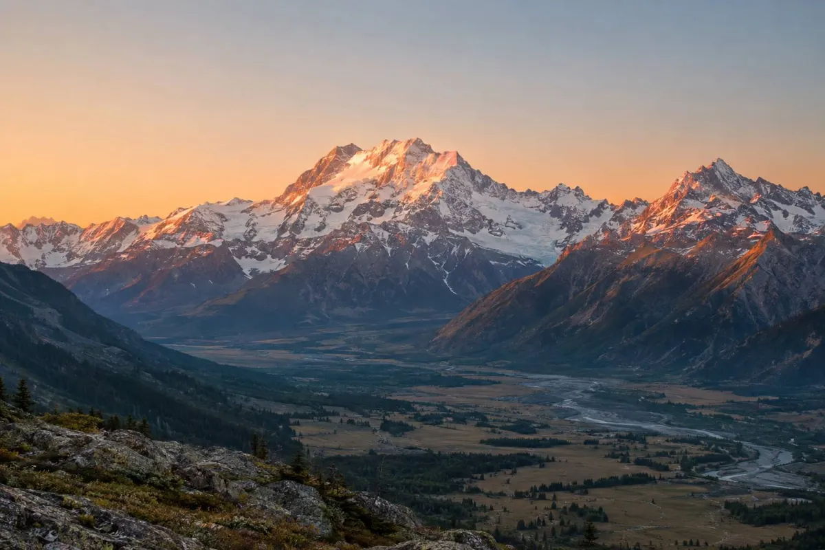 GPT Image 2.5 sample v1: a simpler first draft of the mountain sunrise