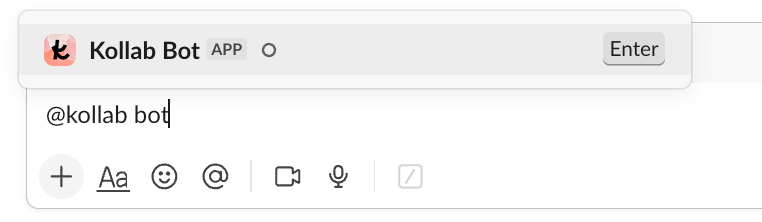 Kollab 機器人在 Slack 中被提及,并基于工作空間数据即时回答问题。