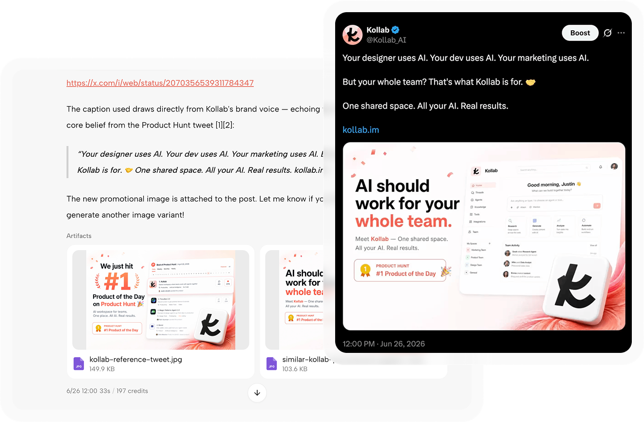 Kollab-Bildschirm für den KI-Content-Workflow: Veröffentlichen